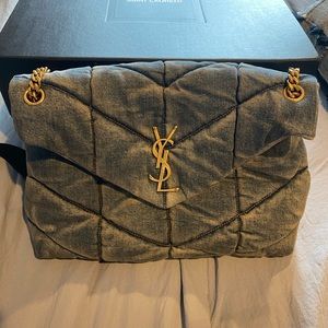 **SOLD** AUTHENTIC YSL PUFFER MEDIUM BAG DENIM